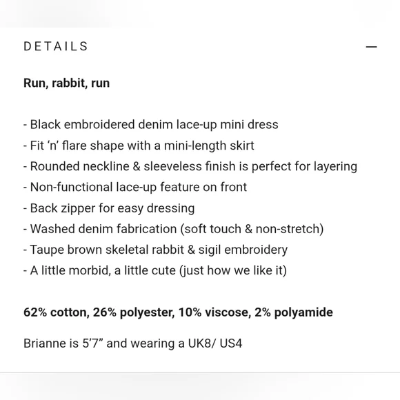 Black Lace-Up Dress with Embroidered Details - Picture 2 of 10